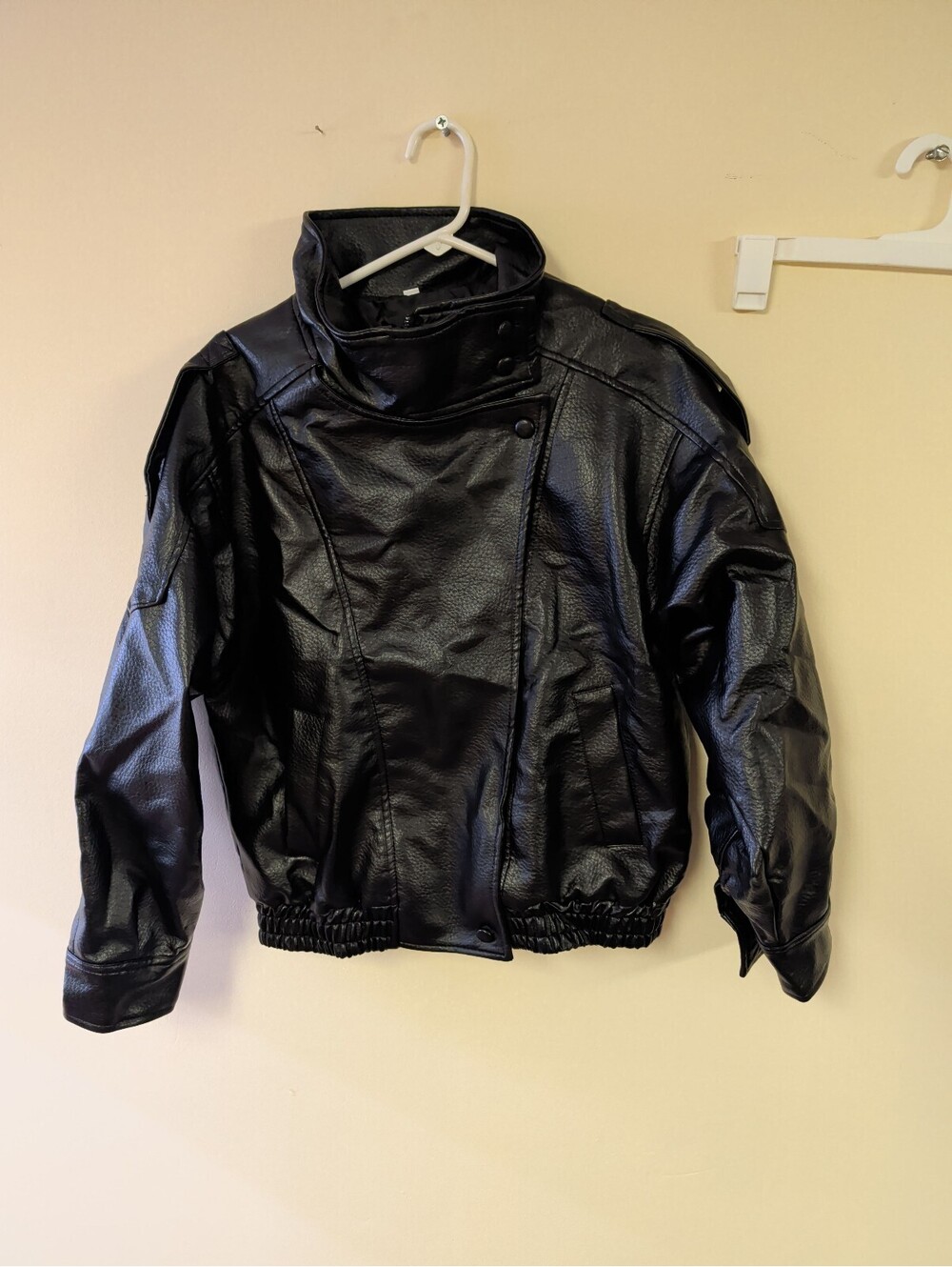 Black Faux Leather Motorcycle Jacket Size Small